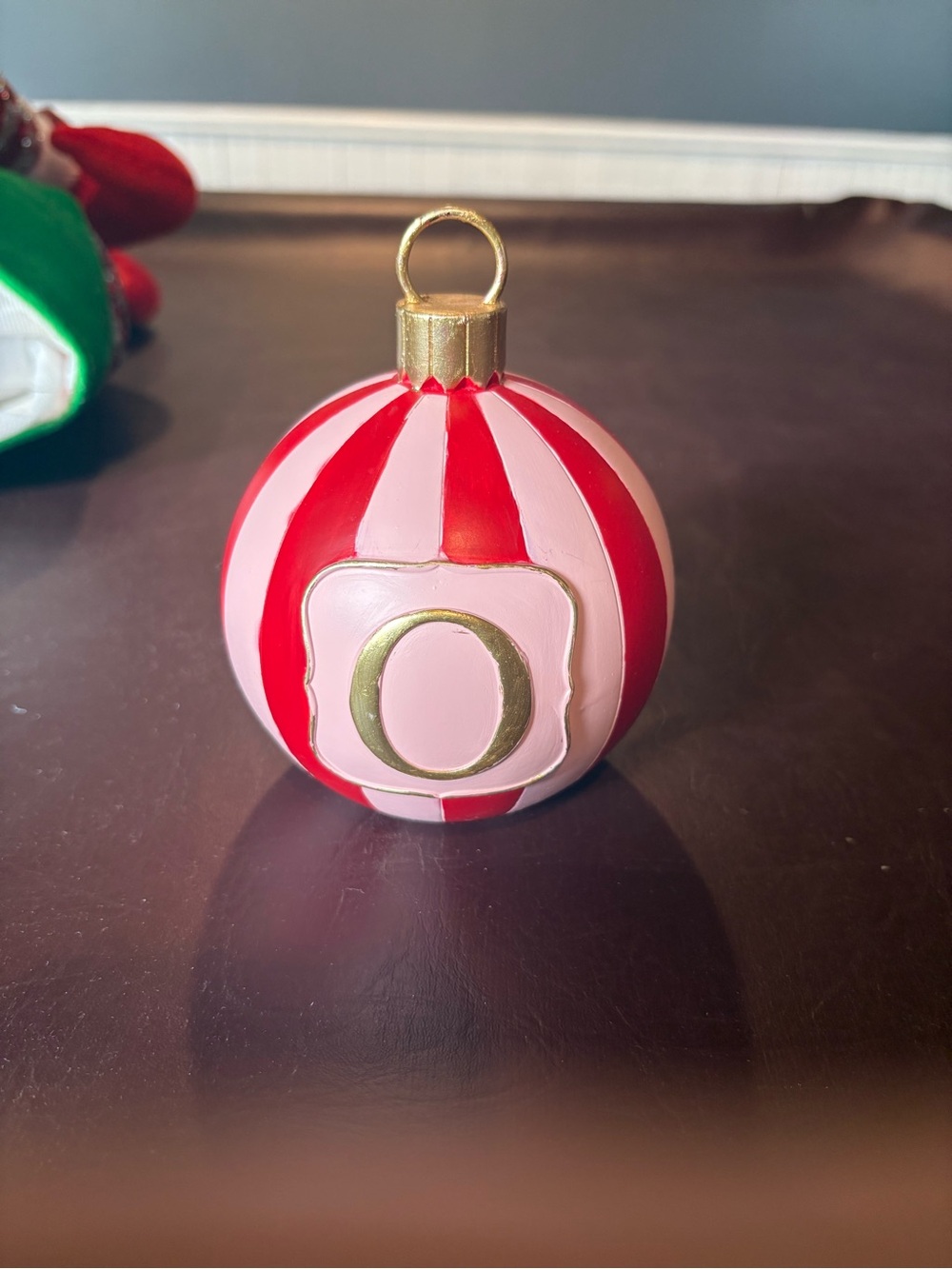 💥Buy 2 Get 1 Free💥 O Red & Pink Stripe Christmas Ornament